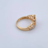 Anillo Corona 15s 3.3gr / T7 / Circones Blancos Dos Oros Amarillo Blanco 18K $