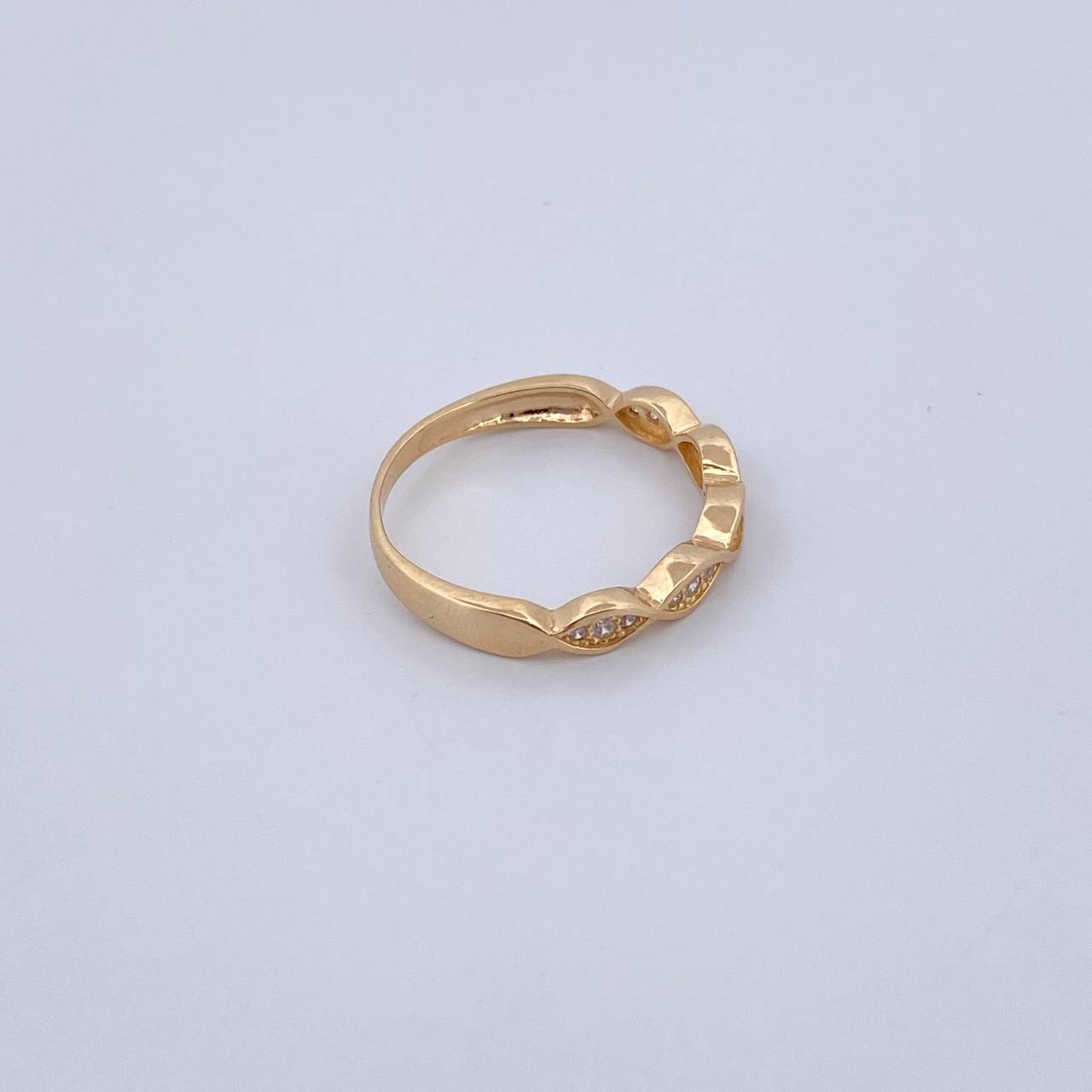 Anillo Ojos Infinitos 2.05gr / T6 1/4 / Circones Blancos Oro Amarillo 18K $
