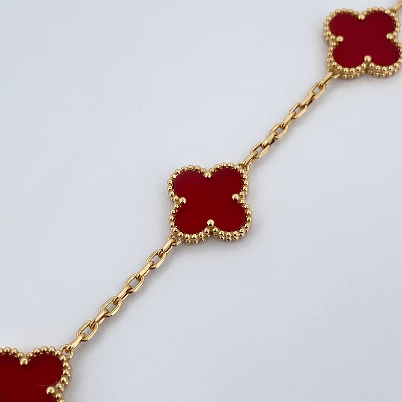 Pulso Aro Seguido Trebol (Italiana) 10.15gr / 20cm / 2.2mm Agata Roja Oro Amarillo +4 18K (Joya) &