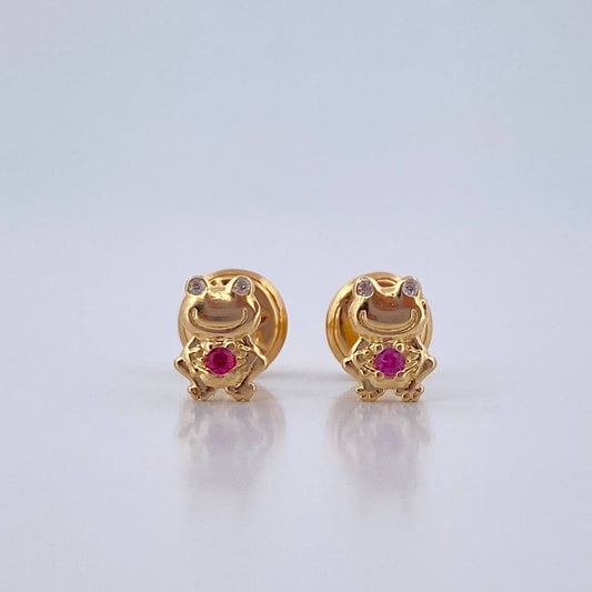 Topos Sapo 0.65gr / Circones Fucsias Blancos Oro Amarillo 18K $