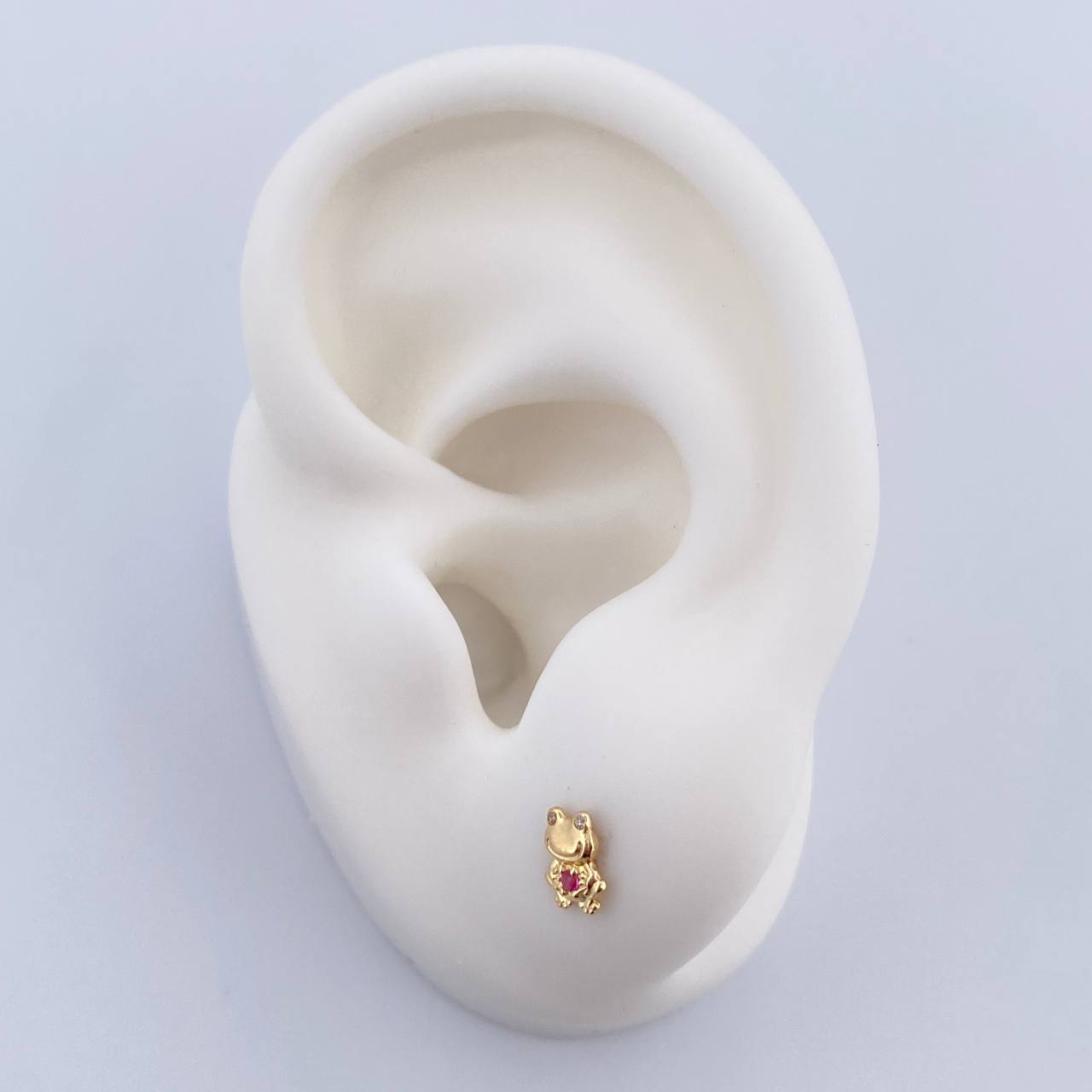 Topos Sapo 0.65gr / Circones Fucsias Blancos Oro Amarillo 18K $