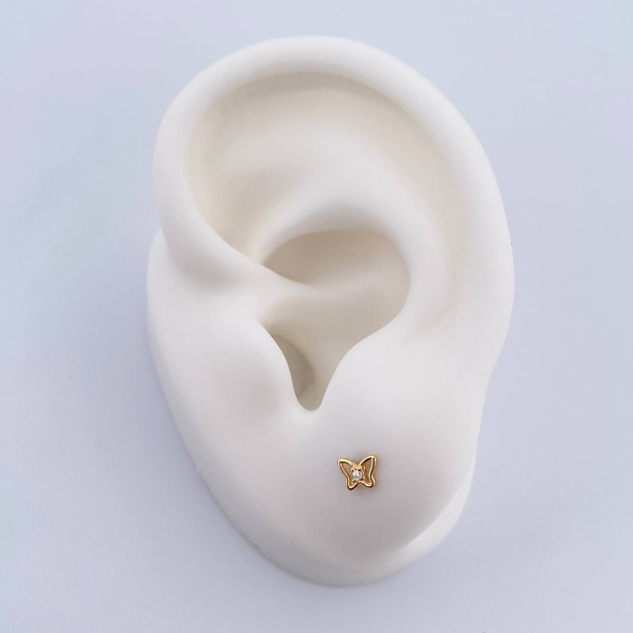 Topos Mariposa 0.45gr / Circon Blanco Oro Amarillo 18K $