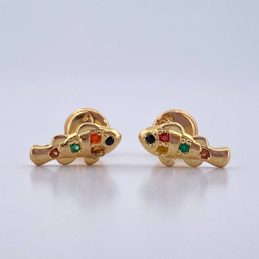 Topos Pez 1gr / Circones De Colores Oro Amarillo 18K $
