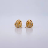 Topos Corazon Compartido 0.8gr / Circones Blancos Oro Amarillo 18K $