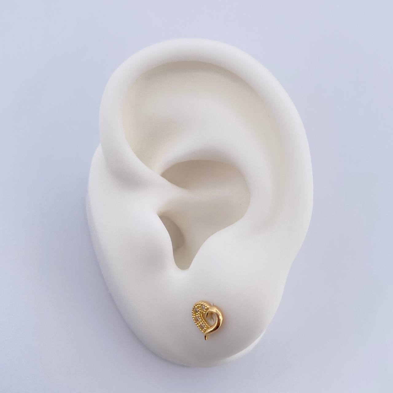 Topos Corazon Compartido 0.8gr / Circones Blancos Oro Amarillo 18K $