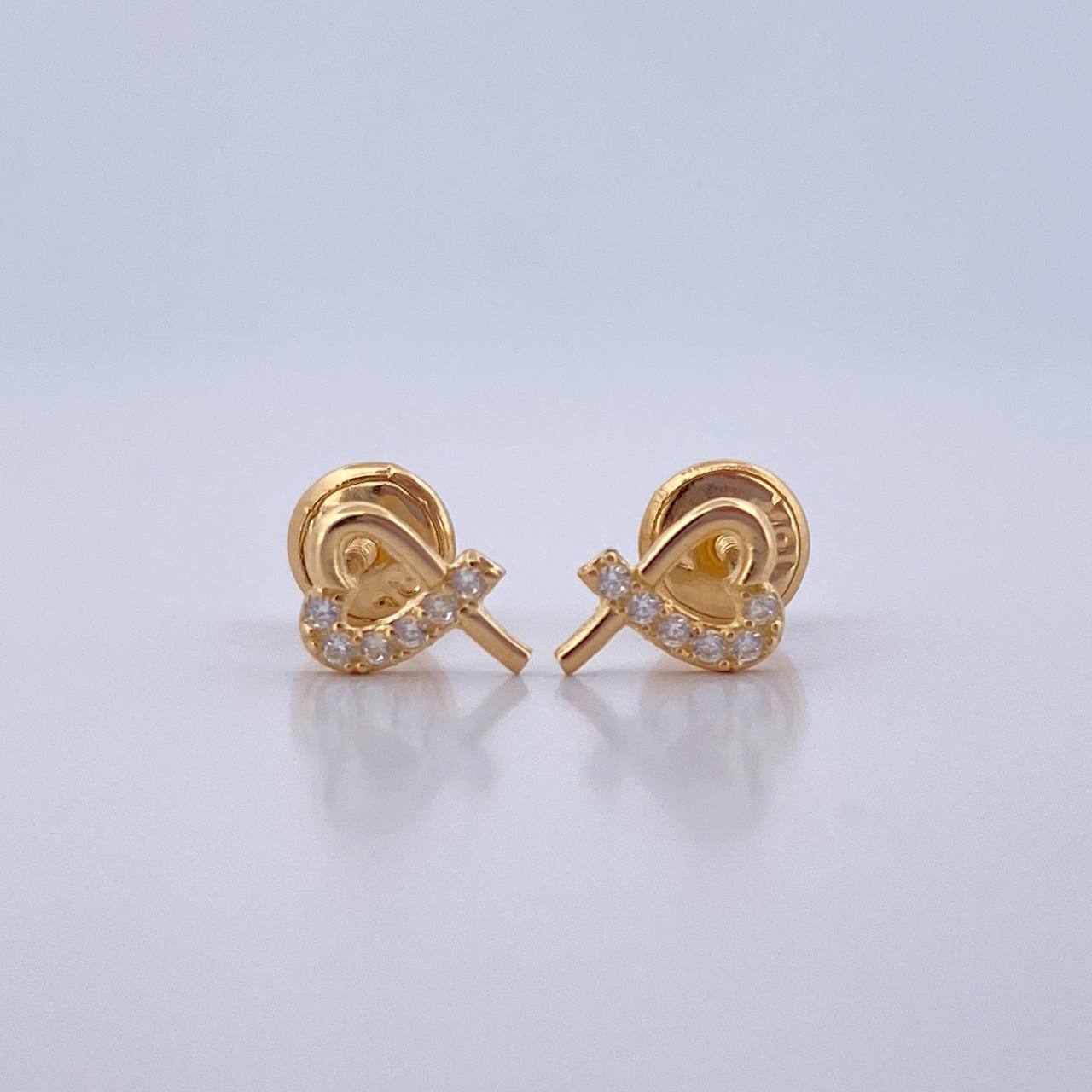 Topos Corazon Compartido 0.7gr / Circones Blancos Oro Amarillo 18K $