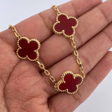 Pulso Aro Seguido Trebol (Italiana) 10.15gr / 20cm / 2.2mm Agata Roja Oro Amarillo +4 18K (Joya) &