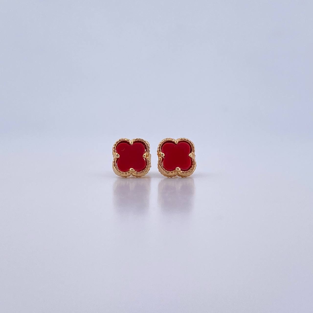 Topos Trebol 1.5gr / Piedra Roja Oro Amarillo 18K &