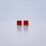 Topos Trebol 1.5gr / Piedra Roja Oro Amarillo 18K &