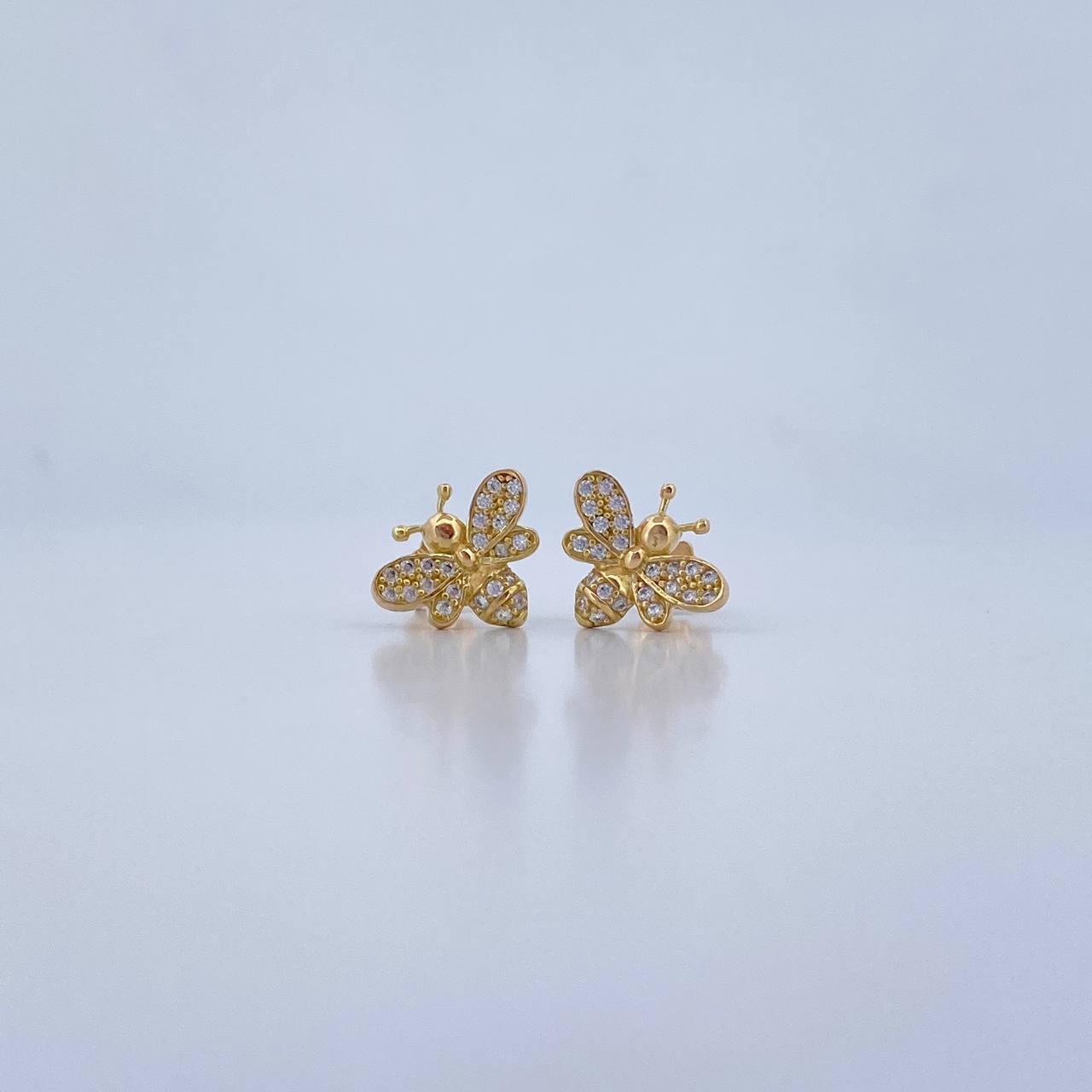 Topos Abeja 2gr / Circones Blancos Oro Amarillo 18K &