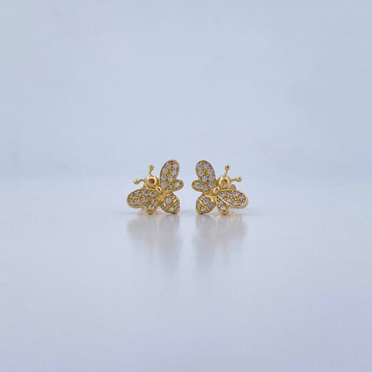 Topos Abeja 2gr / Circones Blancos Oro Amarillo 18K &
