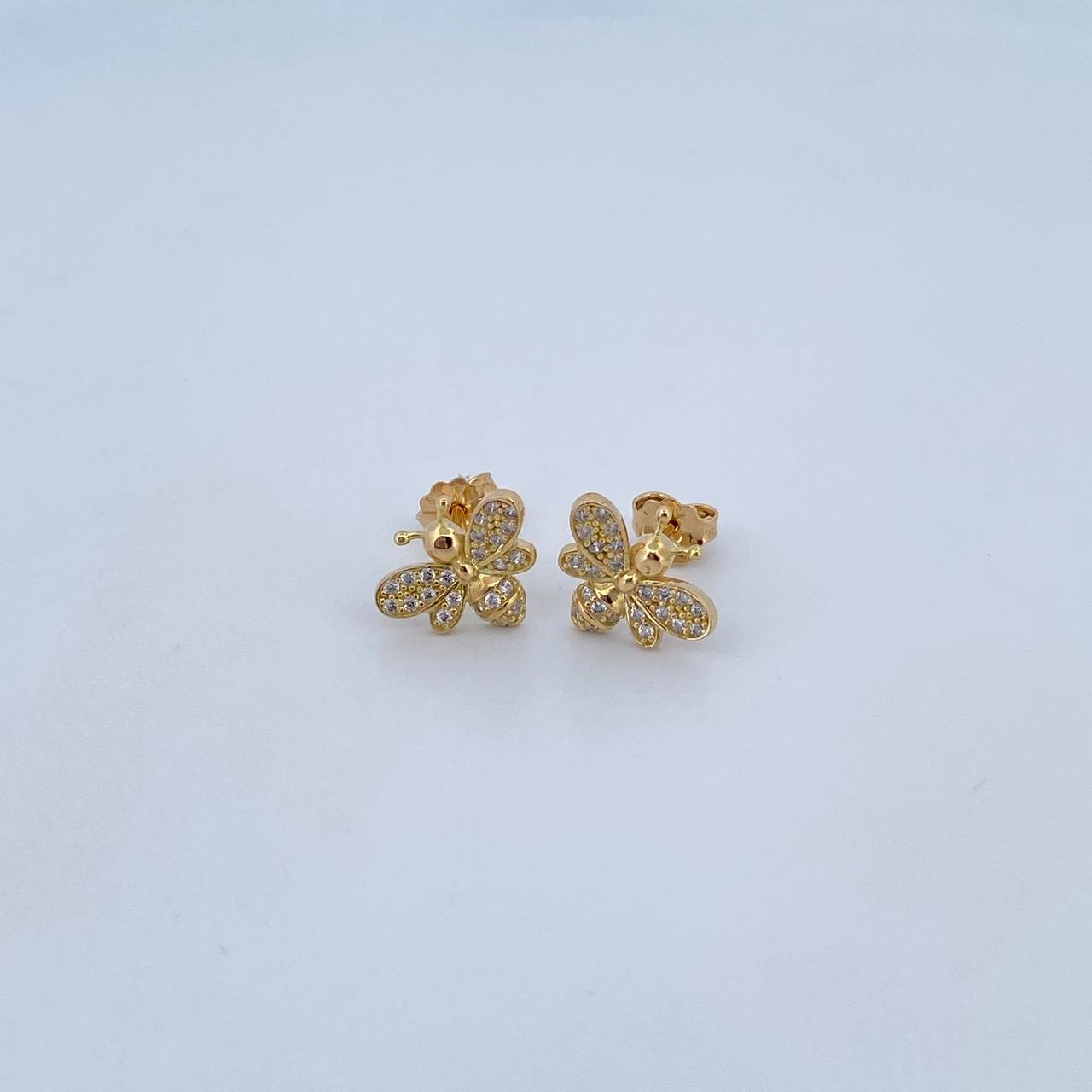 Topos Abeja 1.95gr / Circones Blancos Oro Amarillo 18K &