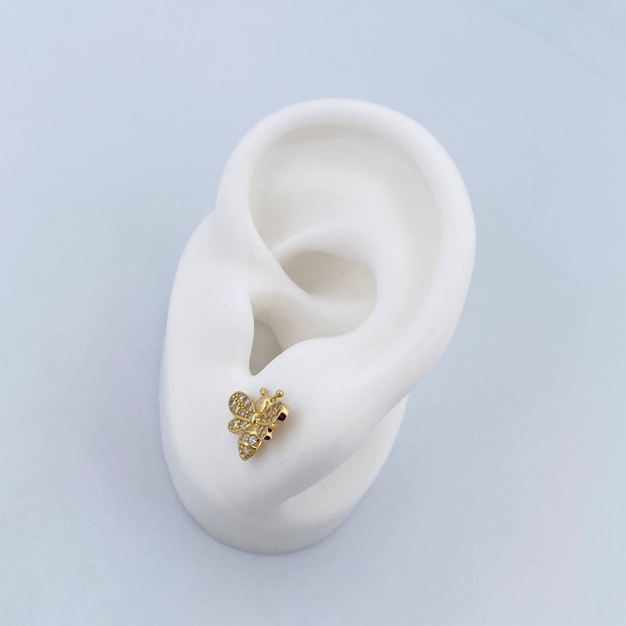 Topos Abeja 1.95gr / Circones Blancos Oro Amarillo 18K &