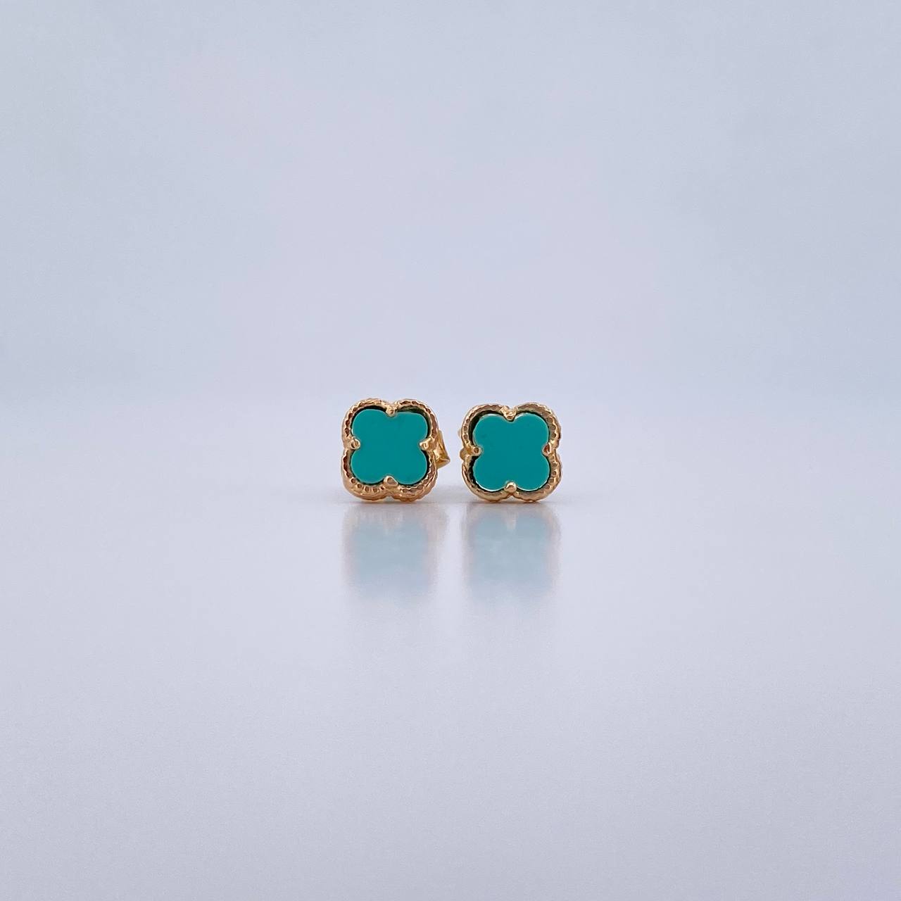 Topos Trebol 1.55gr / Piedra Aguamarina Oro Amarillo 18K &