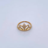 Anillo Corona 2.55gr / T6 1/4 / Circones Blancos Oro Amarillo 18K &