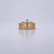 Anillo Corona 2.55gr / T5 1/2 / Circones Blancos Oro Amarillo 18K &