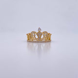 Anillo Corona 2.55gr / T5 1/2 / Circones Blancos Oro Amarillo 18K &