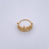 Anillo Corona 2.55gr / T5 1/2 / Circones Blancos Oro Amarillo 18K &