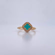 Anillo Trebol 2.75gr / T7 1/4 / Piedra Aguamarina Circones Blancos Oro Amarillo 18K &