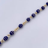 Rosario Virgen Maria 18.7gr / 56.8cm / 5mm Neoros 2 Rayas Azules Oro Amarillo 18K $