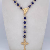 Rosario Virgen Maria 18.7gr / 56.8cm / 5mm Neoros 2 Rayas Azules Oro Amarillo 18K $