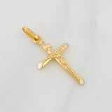 Dije Cruz Cristo 1.5g / 3.3cm Dos Oros Amarillo Blanco 18K