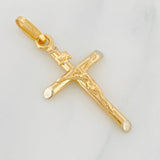 Dije Cruz Cristo 1.5g / 3.3cm Dos Oros Amarillo Blanco 18K