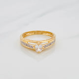 Anillo Solitario 2.2g / T6 1/2 Dos Oros Amarillo Blanco 18K