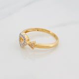 Anillo Corazón Flecha 1.85g / T7 Dos Oros Amarillo Blanco 18K