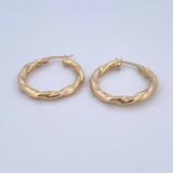 Candongas Gema 3gr / 2.7cm / Entorchada Relieve Oro Amarillo 18K &