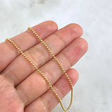 Cadena Mini Militar 5.35gr / 50cm / 1.5mm Bolas Diamantadas Oro Amarillo +3 18K *