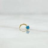 Piercing Curvo Chispa Fija 0.15gr / 1cm / Circon Celeste Mate Oro Amarillo 18K (Joya)