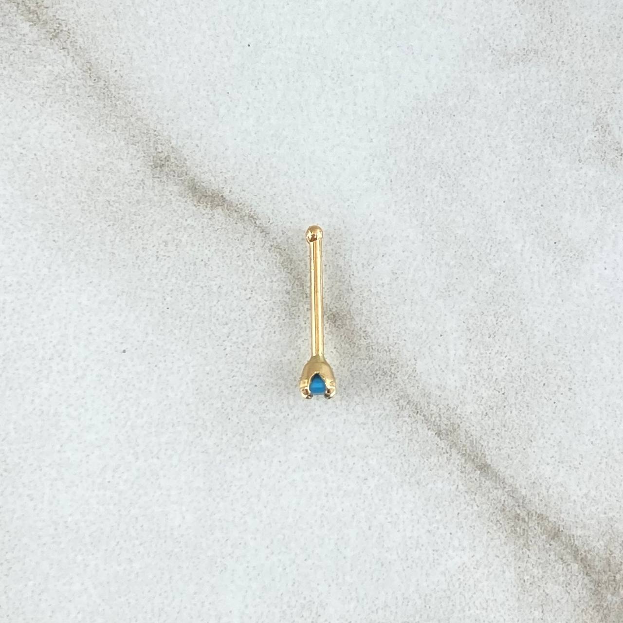 Piercing Chispa Fija 0.1gr / 1cm / Circon Celeste Mate Oro Amarillo 18K (Joya)