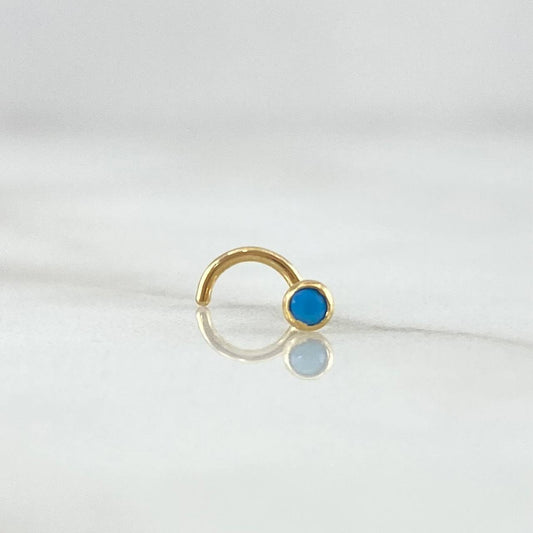 Piercing Circon Azul Celeste 0.15gr / 1cm / Nac.Esp. Oro 18K ©