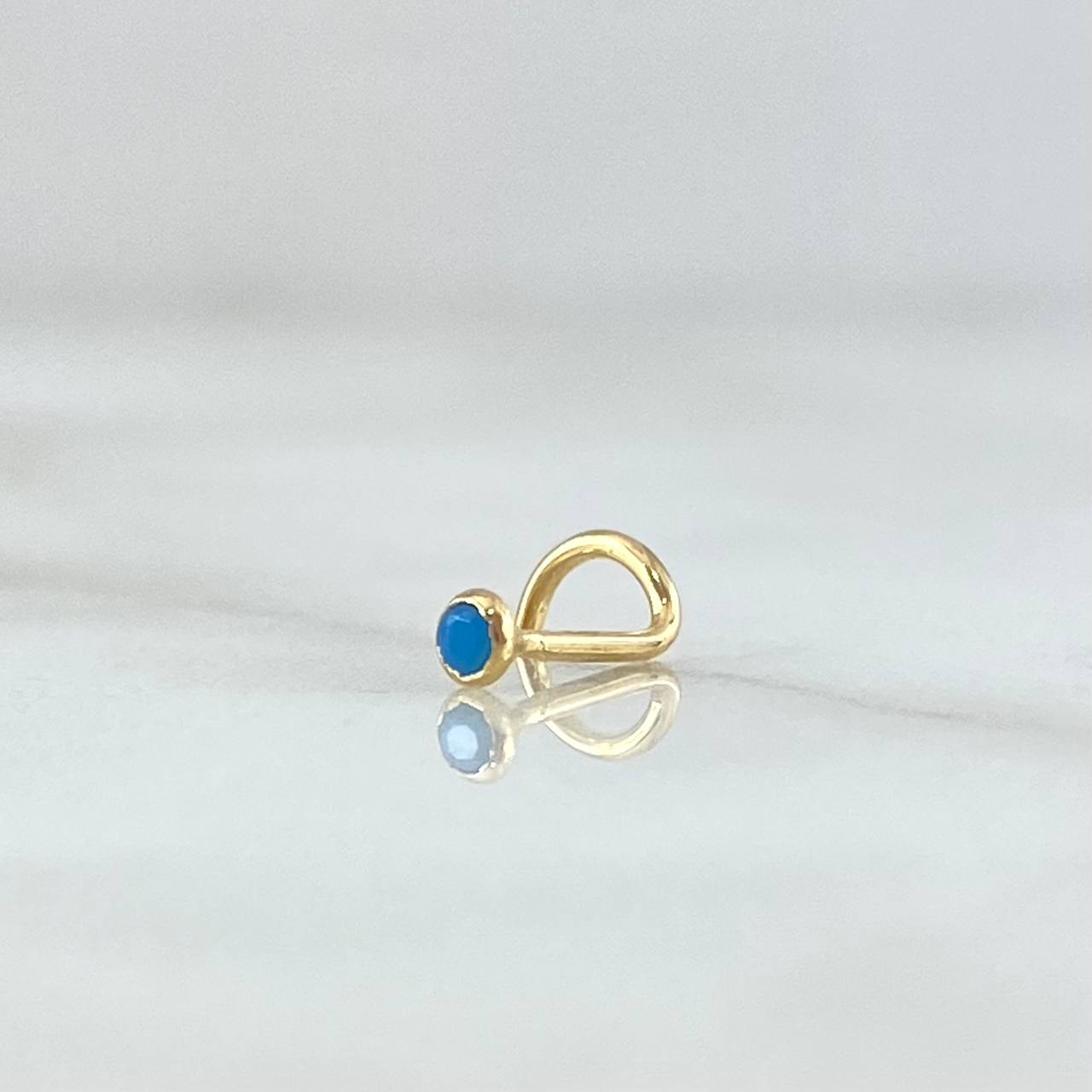 Piercing Circon Azul Celeste 0.15gr / 1cm / Nac.Esp. Oro 18K ©