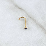 Piercing Chispa Curvo Bisel 0.1gr / 1cm / Circon Azul Oscuro Oro Amarillo 18K (Joya)