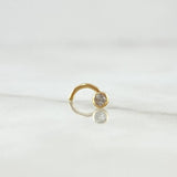 Piercing Chispa Curvo Bisel 0.15gr / 1cm / Circon Blanco Oro Amarillo 18K (Joya)