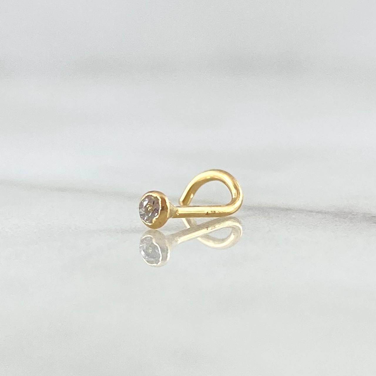 Piercing Chispa Curvo Bisel 0.15gr / 1cm / Circon Blanco Oro Amarillo 18K (Joya)