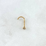 Piercing Chispa Curvo Bisel 0.15gr / 1cm / Circon Blanco Oro Amarillo 18K (Joya)