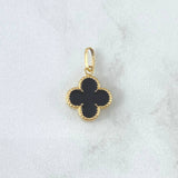 Dije Trébol VCyA 0.75gr / 2cm / 12mm Resina Negra Oro Amarillo 18K *