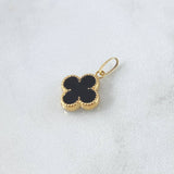 Dije Trébol VCyA 0.75gr / 2cm / 12mm Resina Negra Oro Amarillo 18K *
