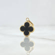 Dije Trébol VCyA 0.75gr / 2cm / 12mm Resina Negra Oro Amarillo 18K *