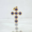Dije Cruz Tupida 2.7gr / 3.2cm / Circones Blancos - Azules Oro Amarillo 18K *