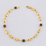 Pulso Rustico Cauchos Negros 3.3g / 19cm / 4.2mm Oro Amarillo 18K