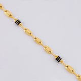 Pulso Rustico Cauchos Negros 3.3g / 19cm / 4.2mm Oro Amarillo 18K