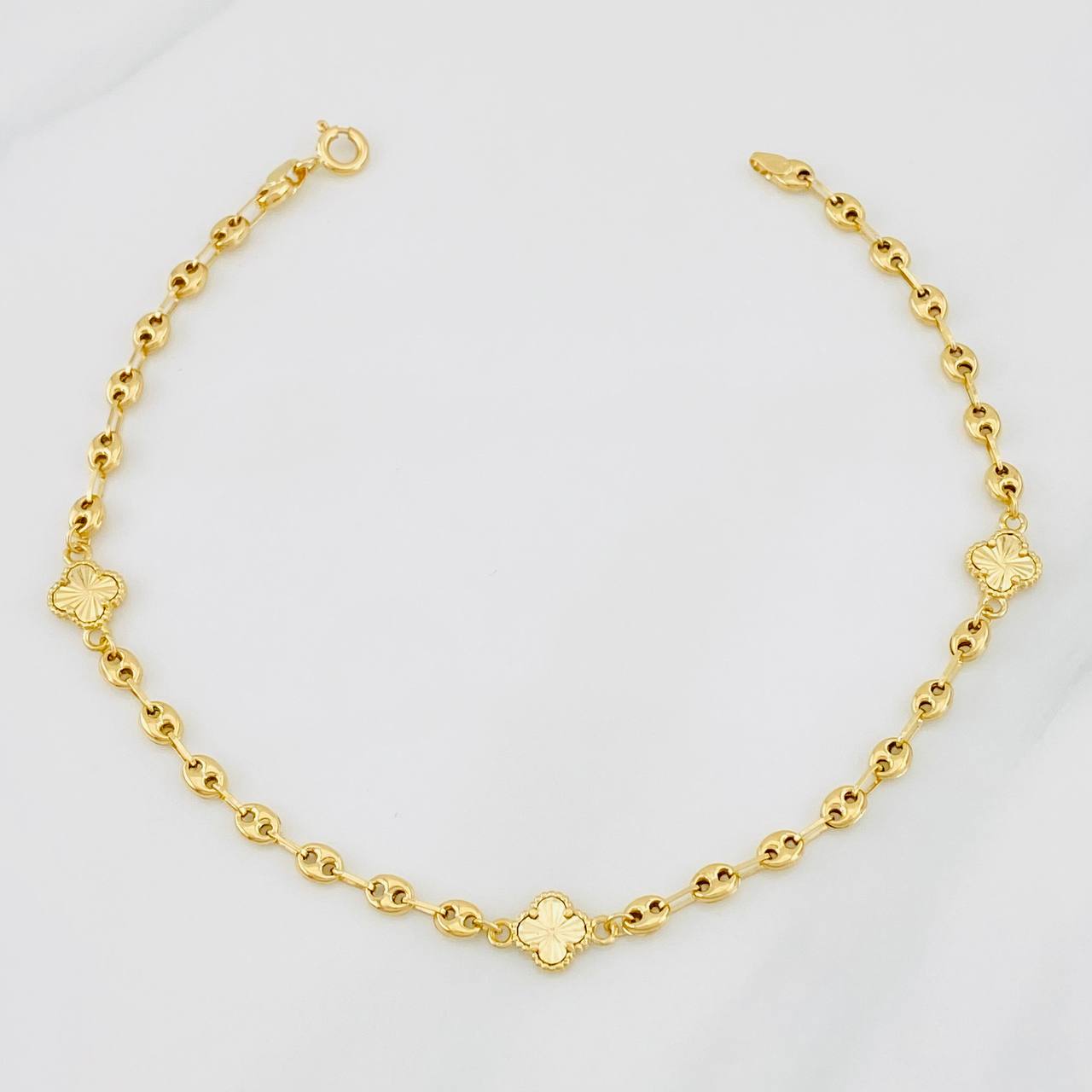 Tobillera GC Trebol 4.05g / 23cm / 3.5mm Oro Amarillo 18K