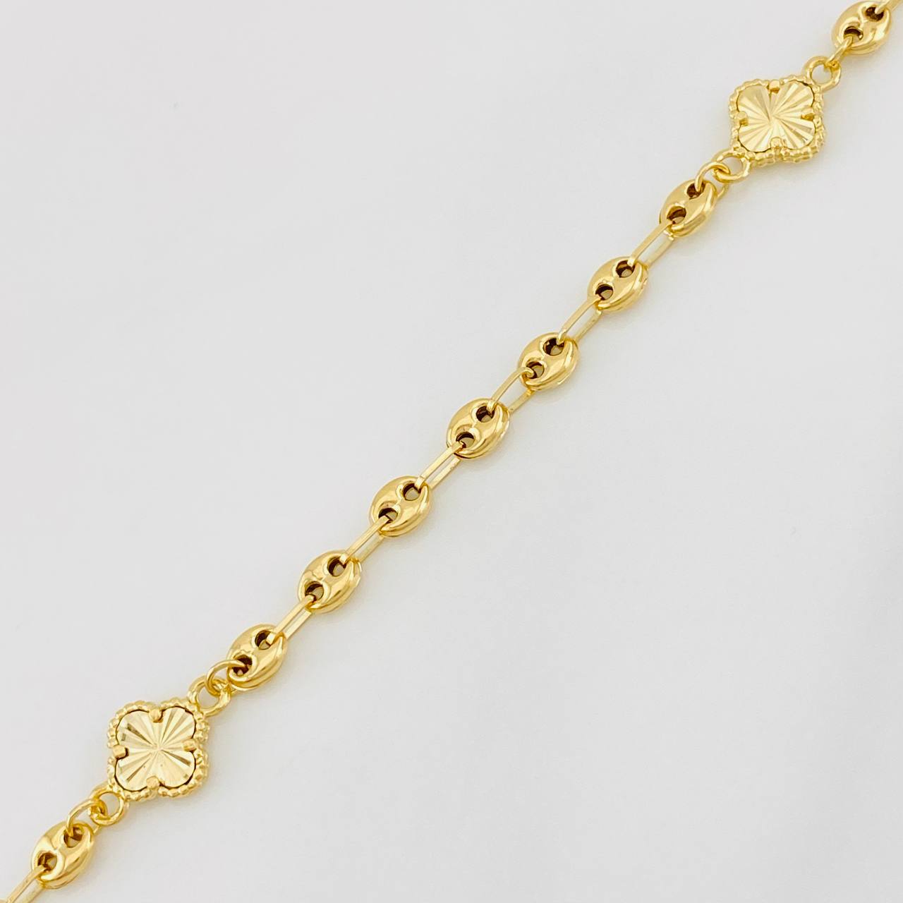 Tobillera GC Trebol 3.9g / 23cm / 3.4mm Oro Amarillo 18K