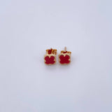 Topos Trebol 1.5gr / Piedra Roja Oro Amarillo 18K &