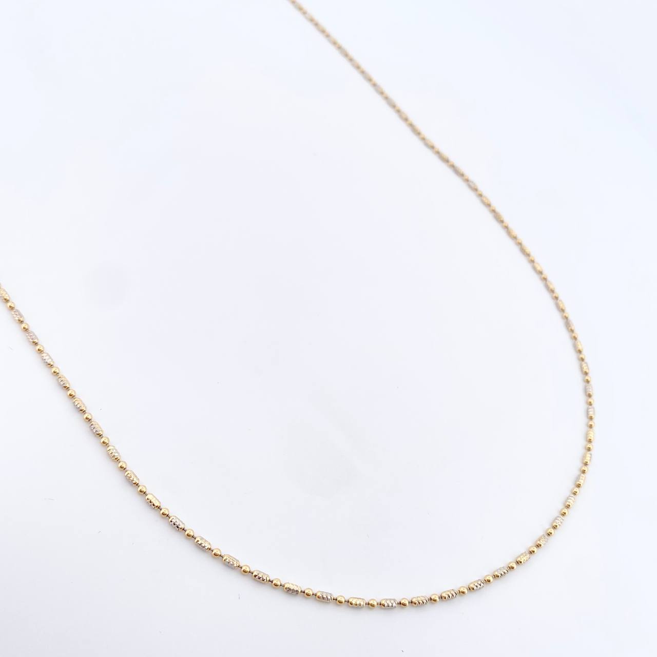 Cadena Morse 5gr / 49.5cm / 1.4mm Diamatada Dos Oros Amarillo Blanco +3 18K &
