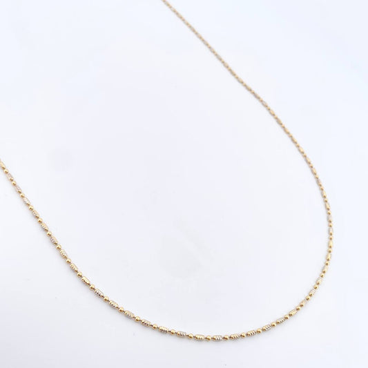 Cadena Morse 5gr / 49.5cm / 1.4mm Diamatada Dos Oros Amarillo Blanco +3 18K &